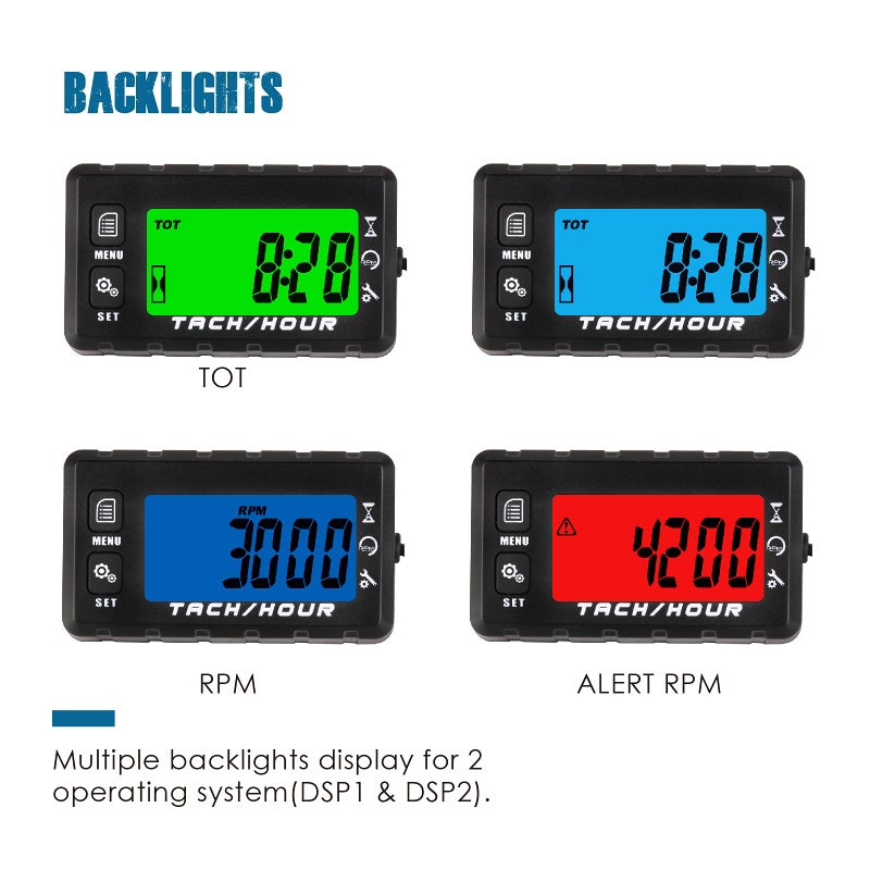 Runleader Digital Self Powered Hour Meter Tachometer,Maintenance Reminder,Alert RPM Reminder,User Shutdown,Waterproof,Use for ZTR Lawn Mower Generator Marine ATV Motor and Gas Powered Equipment - Image 4